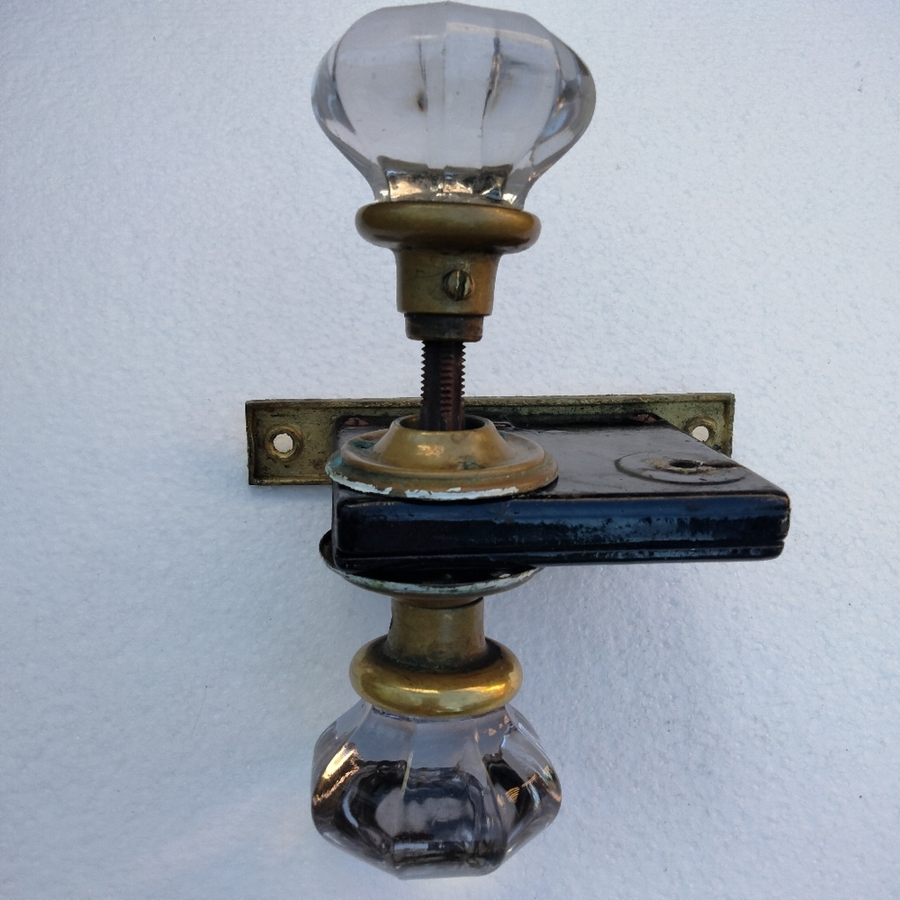 Vintage Glass Crystal Door Knob Set Door Hardware 1920s-1940s